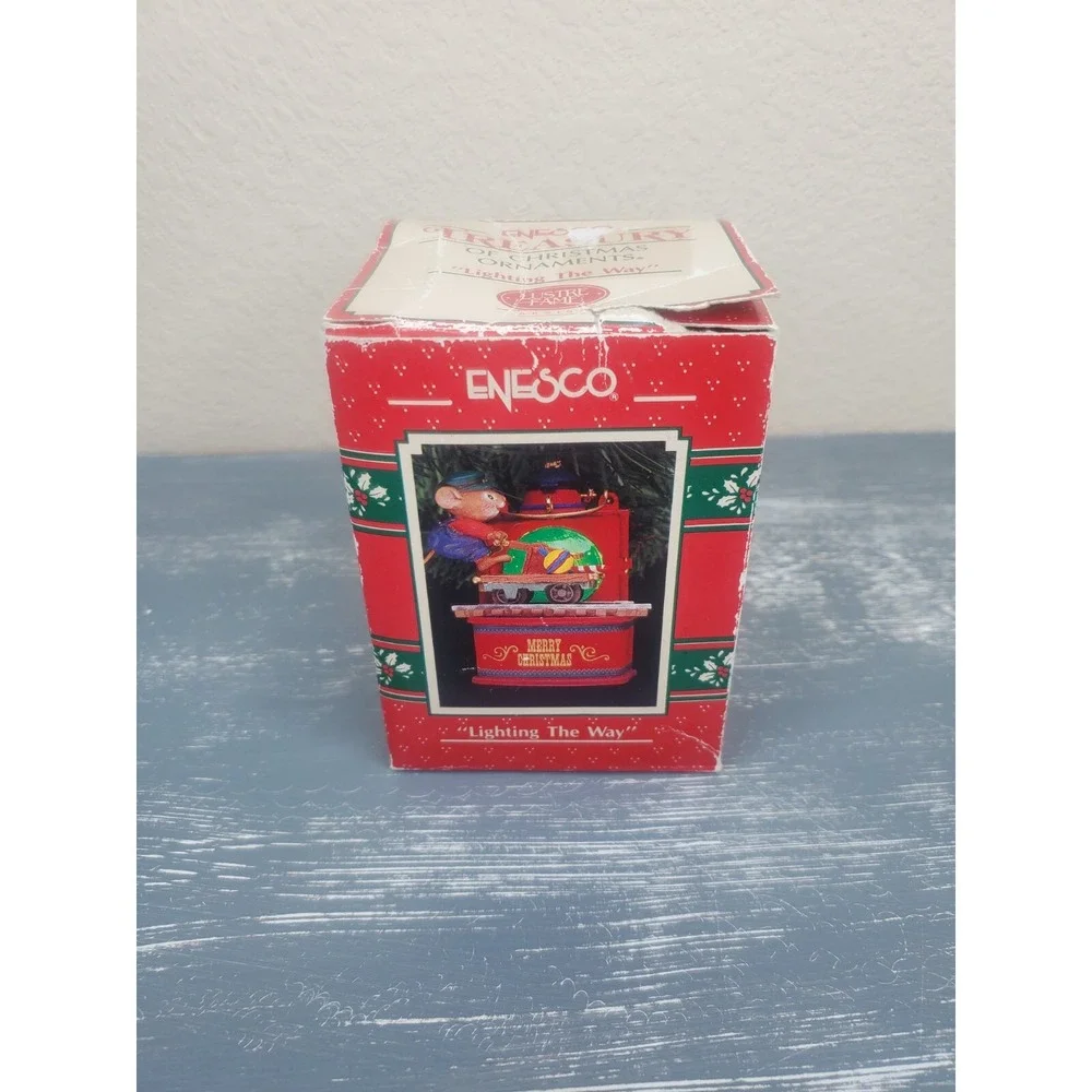 1991 Enesco‎ Treasury Ornament Lighting the Way Railroad Mouse Handcar Train